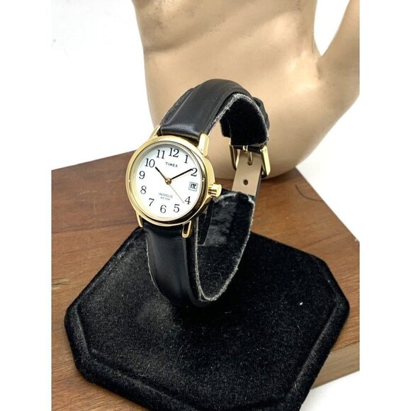 Timex Women\'s Watch T2H341 Indiglo Quartz Black Leather Band Petite Date 25mm main image 13